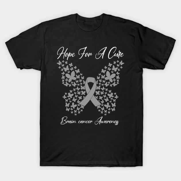 Hope For A Cure  Butterfly Gift  Brain cancer 3 T-Shirt by HomerNewbergereq